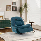Brown/Blue/Beige/Green Chenille Swivel Power Recliner with Phone Holder, Single