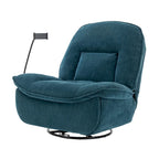 Brown/Blue/Beige/Green Chenille Swivel Power Recliner with Phone Holder, Single