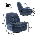 Brown/Blue/Beige/Green Chenille Swivel Power Recliner with Phone Holder, Single