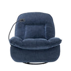 Brown/Blue/Beige/Green Chenille Swivel Power Recliner with Phone Holder, Single