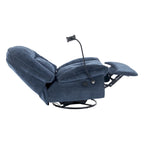 Brown/Blue/Beige/Green Chenille Swivel Power Recliner with Phone Holder, Single
