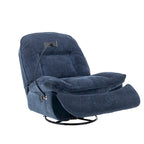 Brown/Blue/Beige/Green Chenille Swivel Power Recliner with Phone Holder, Single