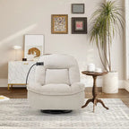 Brown/Blue/Beige/Green Chenille Swivel Power Recliner with Phone Holder, Single
