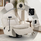 Brown/Blue/Beige/Green Chenille Swivel Power Recliner with Phone Holder, Single