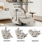 Brown/Blue/Beige/Green Chenille Swivel Power Recliner with Phone Holder, Single