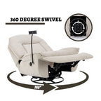 Brown/Blue/Beige/Green Chenille Swivel Power Recliner with Phone Holder, Single