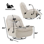 Brown/Blue/Beige/Green Chenille Swivel Power Recliner with Phone Holder, Single