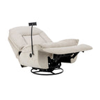 Brown/Blue/Beige/Green Chenille Swivel Power Recliner with Phone Holder, Single