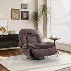 Brown/Blue/Beige/Green Chenille Swivel Power Recliner with Phone Holder, Single
