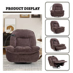 Brown/Blue/Beige/Green Chenille Swivel Power Recliner with Phone Holder, Single