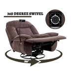 Brown/Blue/Beige/Green Chenille Swivel Power Recliner with Phone Holder, Single