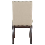 Beige High-Back Upholstered Dining Chair with Nailhead Trim, Set of 4