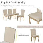 Beige High-Back Upholstered Dining Chair with Nailhead Trim, Set of 4