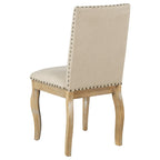 Beige High-Back Upholstered Dining Chair with Nailhead Trim, Set of 4