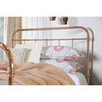 Rose Gold Metal Slatted Panel Bed, King/Cal King/Queen/Full, 1-2 Person