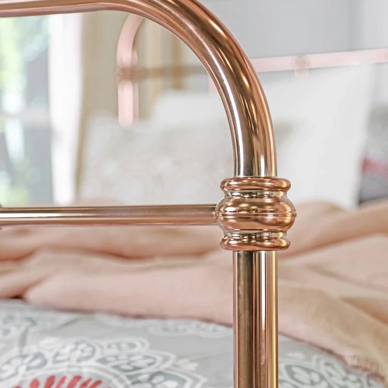 Rose Gold Metal Slatted Panel Bed, King/Cal King/Queen/Full, 1-2 Person