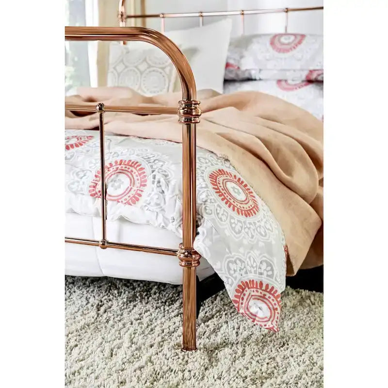 Rose Gold Metal Slatted Panel Bed, King/Cal King/Queen/Full, 1-2 Person