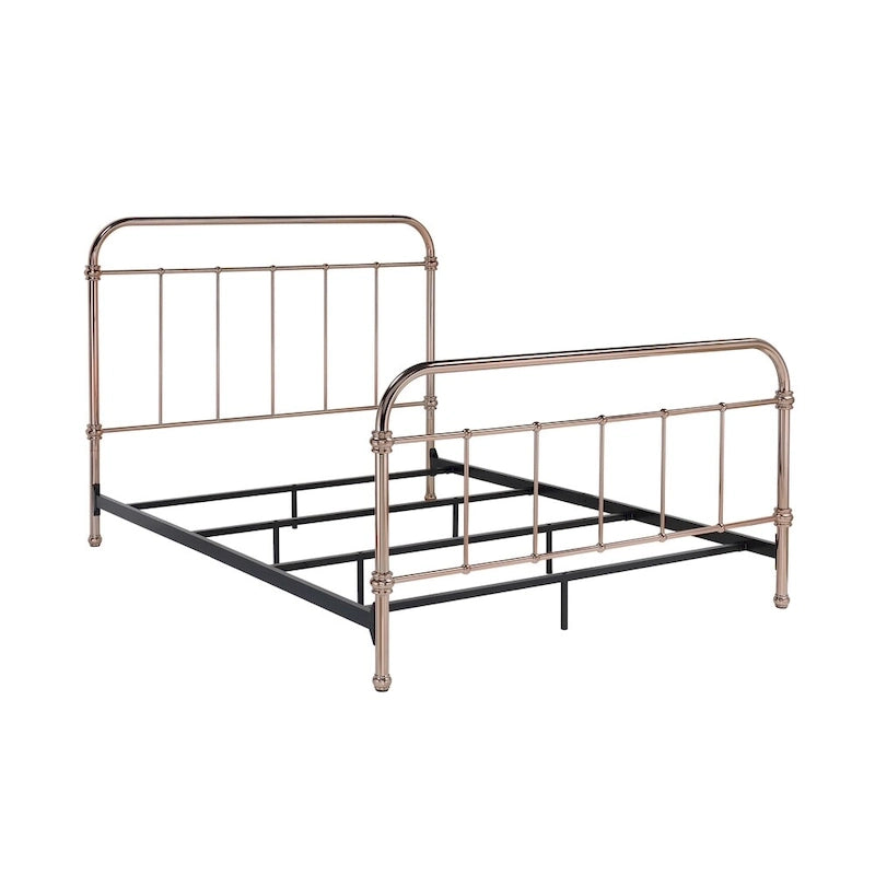 Rose Gold Metal Slatted Panel Bed, King/Cal King/Queen/Full, 1-2 Person