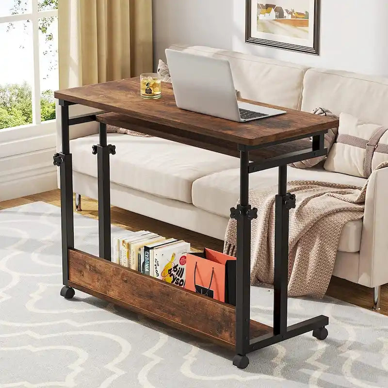 Brown/White/Black/Grey, Sit-Stand, 1-Person Height-Adjustable Laptop Desk