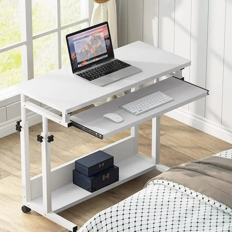 Brown/White/Black/Grey, Sit-Stand, 1-Person Height-Adjustable Laptop Desk