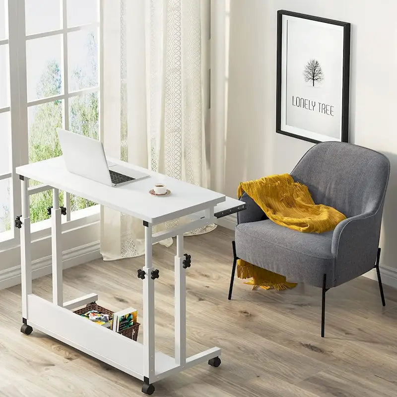 Brown/White/Black/Grey, Sit-Stand, 1-Person Height-Adjustable Laptop Desk