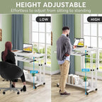 Brown/White/Black/Grey, Sit-Stand, 1-Person Height-Adjustable Laptop Desk