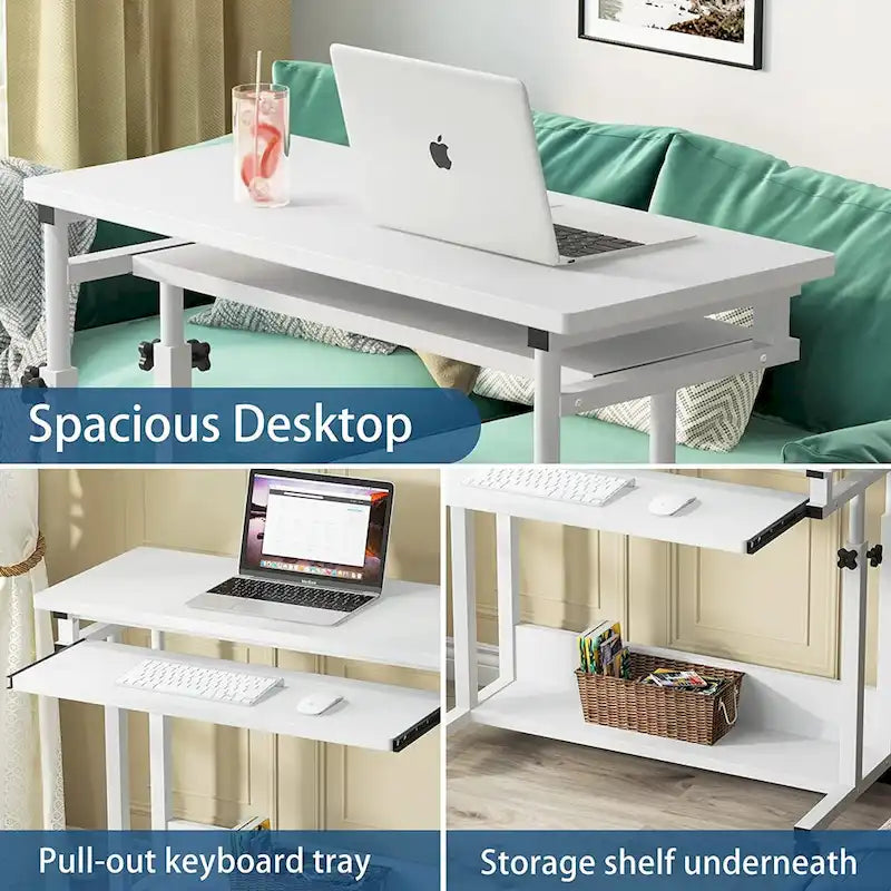 Brown/White/Black/Grey, Sit-Stand, 1-Person Height-Adjustable Laptop Desk
