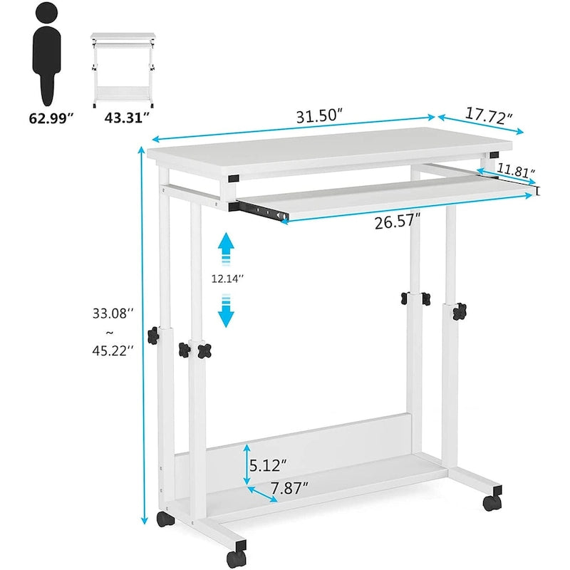 Brown/White/Black/Grey, Sit-Stand, 1-Person Height-Adjustable Laptop Desk