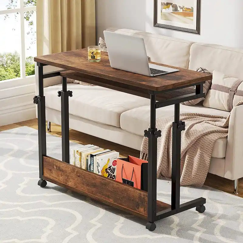 Brown/White/Black/Grey, Sit-Stand, 1-Person Height-Adjustable Laptop Desk