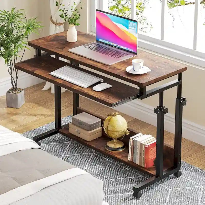 Brown/White/Black/Grey, Sit-Stand, 1-Person Height-Adjustable Laptop Desk