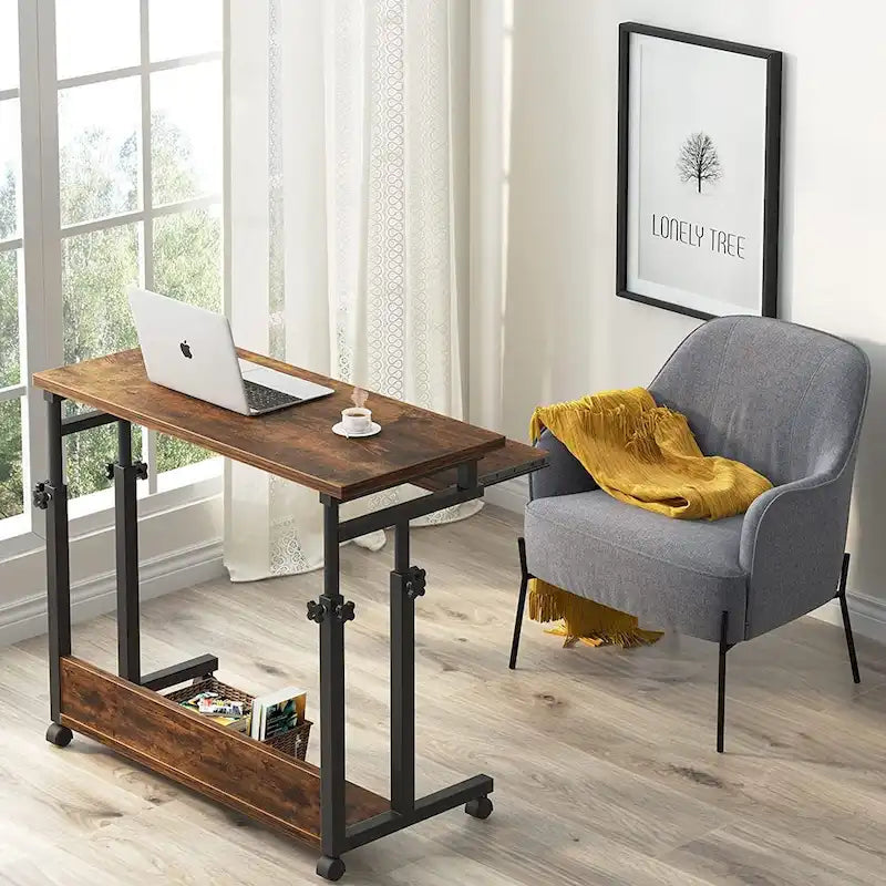 Brown/White/Black/Grey, Sit-Stand, 1-Person Height-Adjustable Laptop Desk