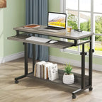 Brown/White/Black/Grey, Sit-Stand, 1-Person Height-Adjustable Laptop Desk