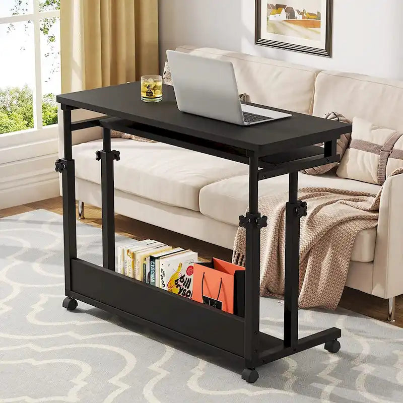 Brown/White/Black/Grey, Sit-Stand, 1-Person Height-Adjustable Laptop Desk