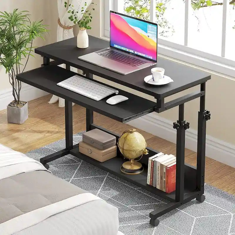 Brown/White/Black/Grey, Sit-Stand, 1-Person Height-Adjustable Laptop Desk