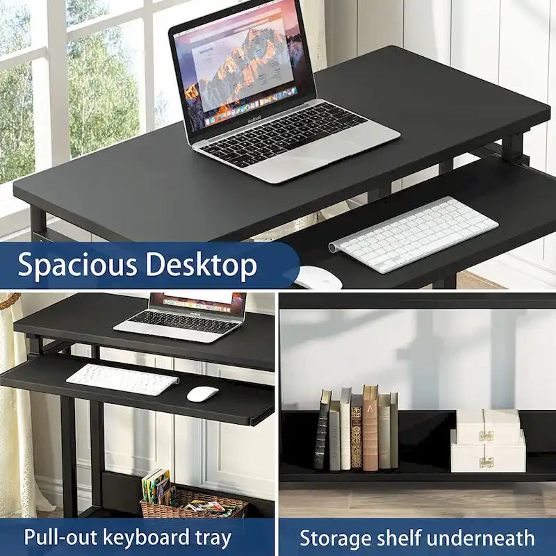 Brown/White/Black/Grey, Sit-Stand, 1-Person Height-Adjustable Laptop Desk