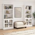 White Ash / Vintage Black 5-Shelf Bookcase with Glass Doors, Set of 2