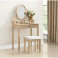 Gold / Blue / Silver / Purple / Rose Gold / Pink / White Wood Makeup Vanity Table & Stool Set, 1-Person