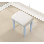 Gold / Blue / Silver / Purple / Rose Gold / Pink / White Wood Makeup Vanity Table & Stool Set, 1-Person