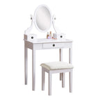 Gold / Blue / Silver / Purple / Rose Gold / Pink / White Wood Makeup Vanity Table & Stool Set, 1-Person