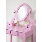 Gold / Blue / Silver / Purple / Rose Gold / Pink / White Wood Makeup Vanity Table & Stool Set, 1-Person