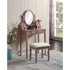 Gold / Blue / Silver / Purple / Rose Gold / Pink / White Wood Makeup Vanity Table & Stool Set, 1-Person