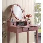 Gold / Blue / Silver / Purple / Rose Gold / Pink / White Wood Makeup Vanity Table & Stool Set, 1-Person