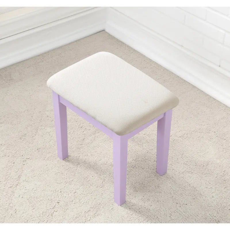 Gold / Blue / Silver / Purple / Rose Gold / Pink / White Wood Makeup Vanity Table & Stool Set, 1-Person