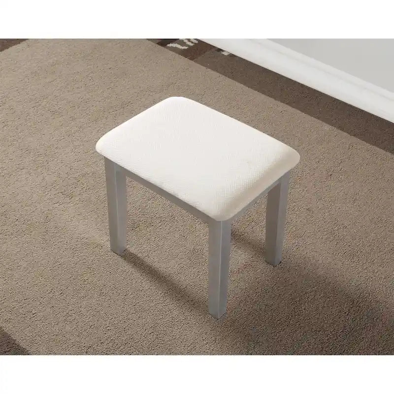 Gold / Blue / Silver / Purple / Rose Gold / Pink / White Wood Makeup Vanity Table & Stool Set, 1-Person