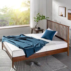 Brown Mid-Century Wood Platform Bed Frame with Spindled Headboard, Twin/Full/Queen/King, 1–2 Person