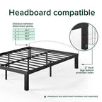 Black Metal Platform Bed Frame, Quick-Lock, Twin/Full/Queen/King, 1-2 Person