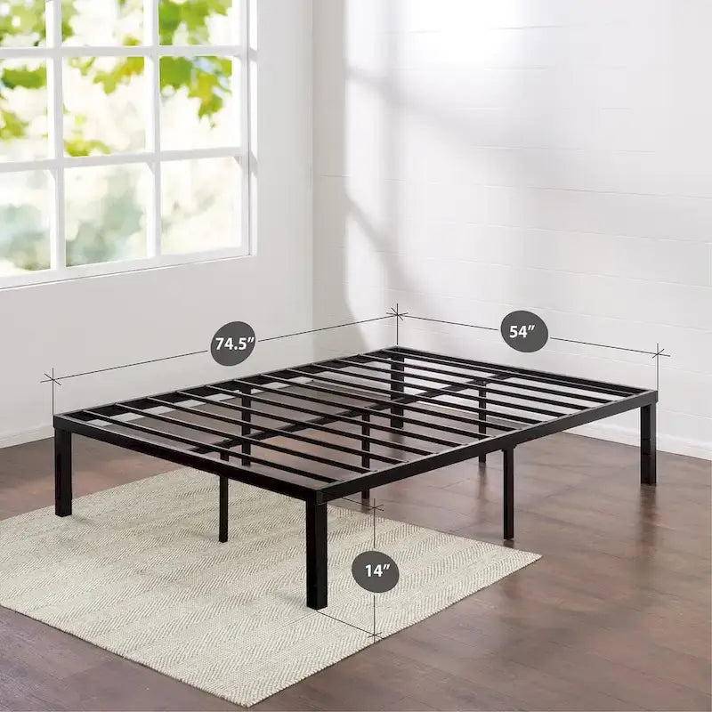 Black Metal Platform Bed Frame, Quick-Lock, Twin/Full/Queen/King, 1-2 Person
