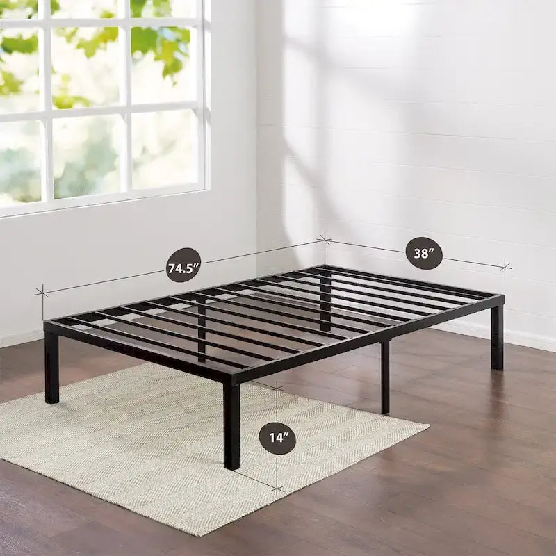 Black Metal Platform Bed Frame, Quick-Lock, Twin/Full/Queen/King, 1-2 Person