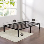 Black Metal Platform Bed Frame, Quick-Lock, Twin/Full/Queen/King, 1-2 Person