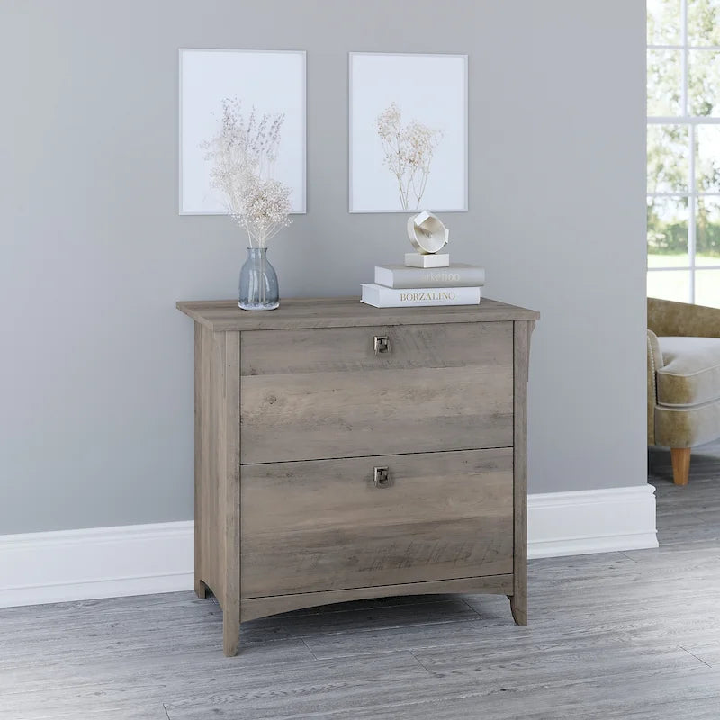 Grey/Brown/Tan/Beige 2-Drawer Lateral File Cabinet, Single User